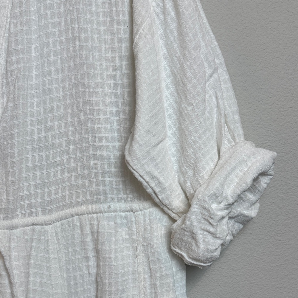 Free People White Boho Mini Dress with Ties & Pockets - L - Picture 5 of 11